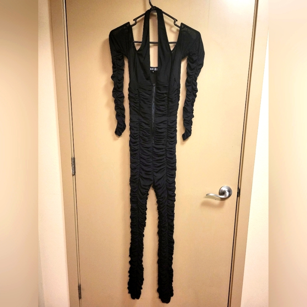 I.AM.GIA ruched mesh black catsuit. - Picture 3 of 10